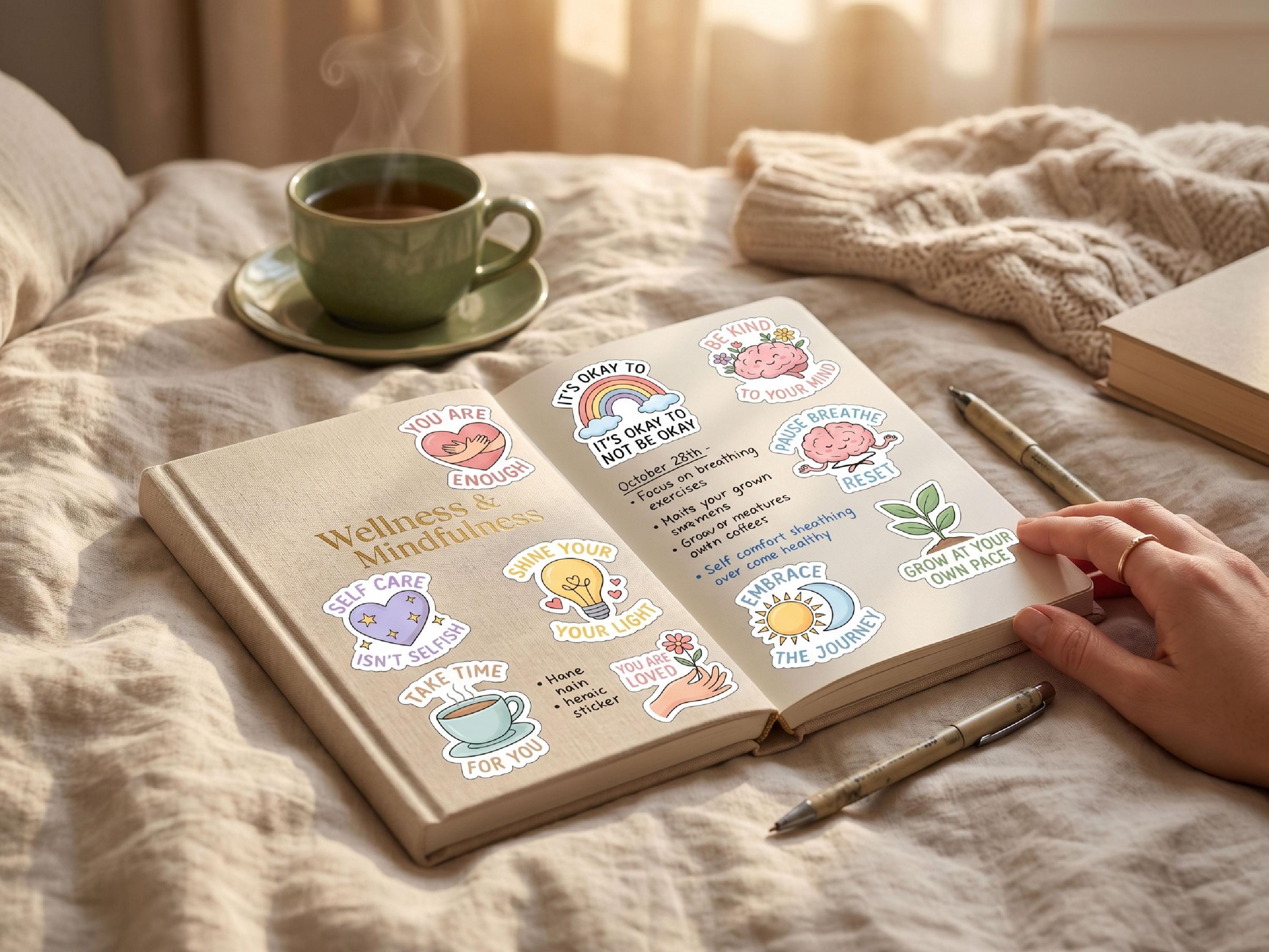 Mindfullness Sticker Mental Health Stickers PNG Digital Download Self Care Mindfulness ...