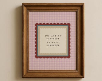 Du är mitt solsken-tryck, vintagecitatkonst, väggdekoration i gingham-stil för barnrum