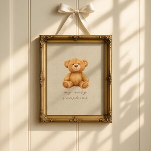 Storybook Decor Meadow Art, You Are My Sunshine & Alphabet Print, Neutral Nursery image 3