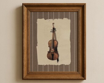 Vintage fioltryck, klassisk musikinstrumentkonst, neutral musikrumsdekor