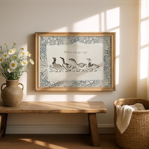 Vintage Geese Art, Folk Animal Print, Storybook Nursery Printable, Goose Illustration image 3