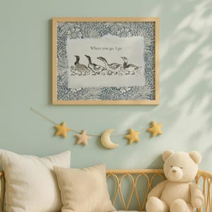 Vintage Geese Art, Folk Animal Print, Storybook Nursery Printable, Goose Illustration image 6