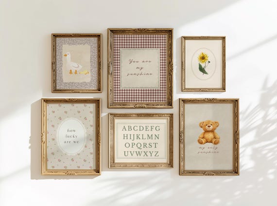 Storybook Decor Meadow Art, You Are My Sunshine & Alphabet Print, Neutral Nursery