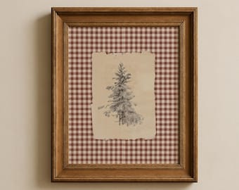 Vintage Pine Tree Print - Antique Gingham Art - Kuusi 1845–1855 by Anders Ekman