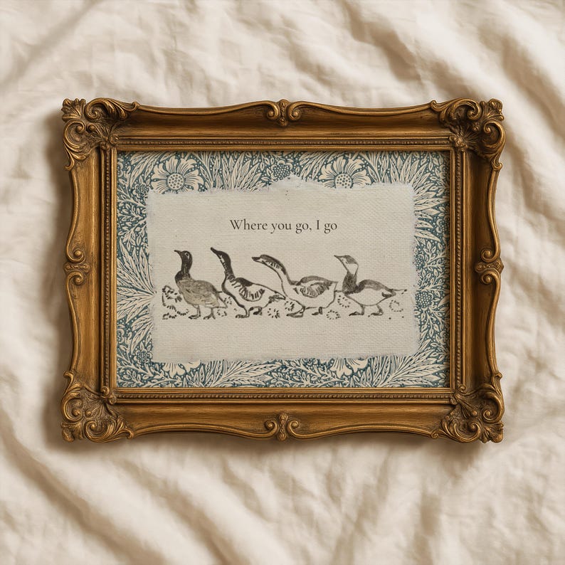 Vintage Geese Art, Folk Animal Print, Storybook Nursery Printable, Goose Illustration image 9