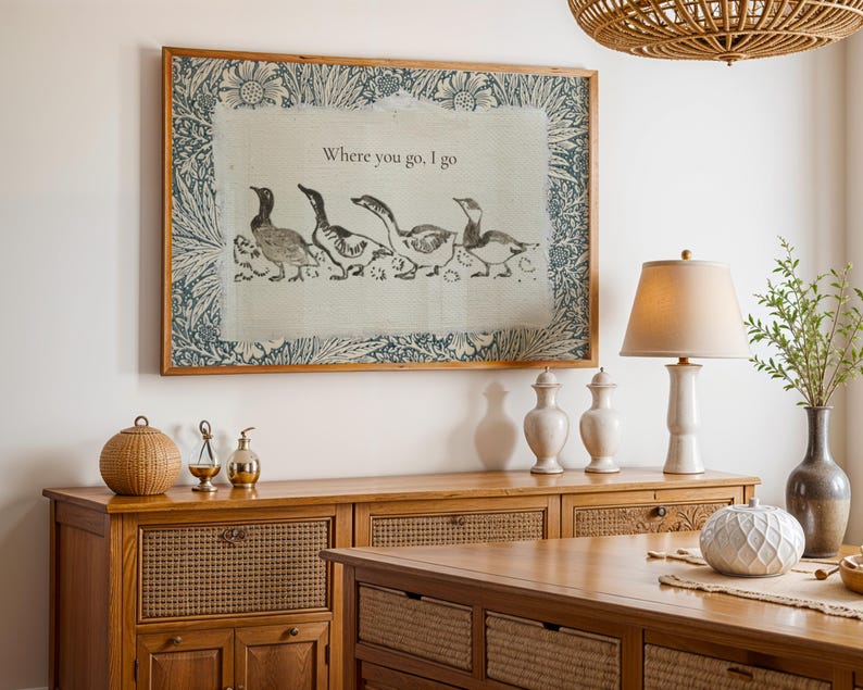 Vintage Geese Art, Folk Animal Print, Storybook Nursery Printable, Goose Illustration image 8