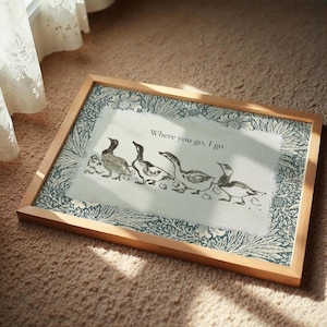 Vintage Geese Art, Folk Animal Print, Storybook Nursery Printable, Goose Illustration image 2