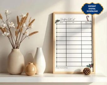 Afdrukbare kerstcadeautracker | Organisator vakantiebegroting en winkelen