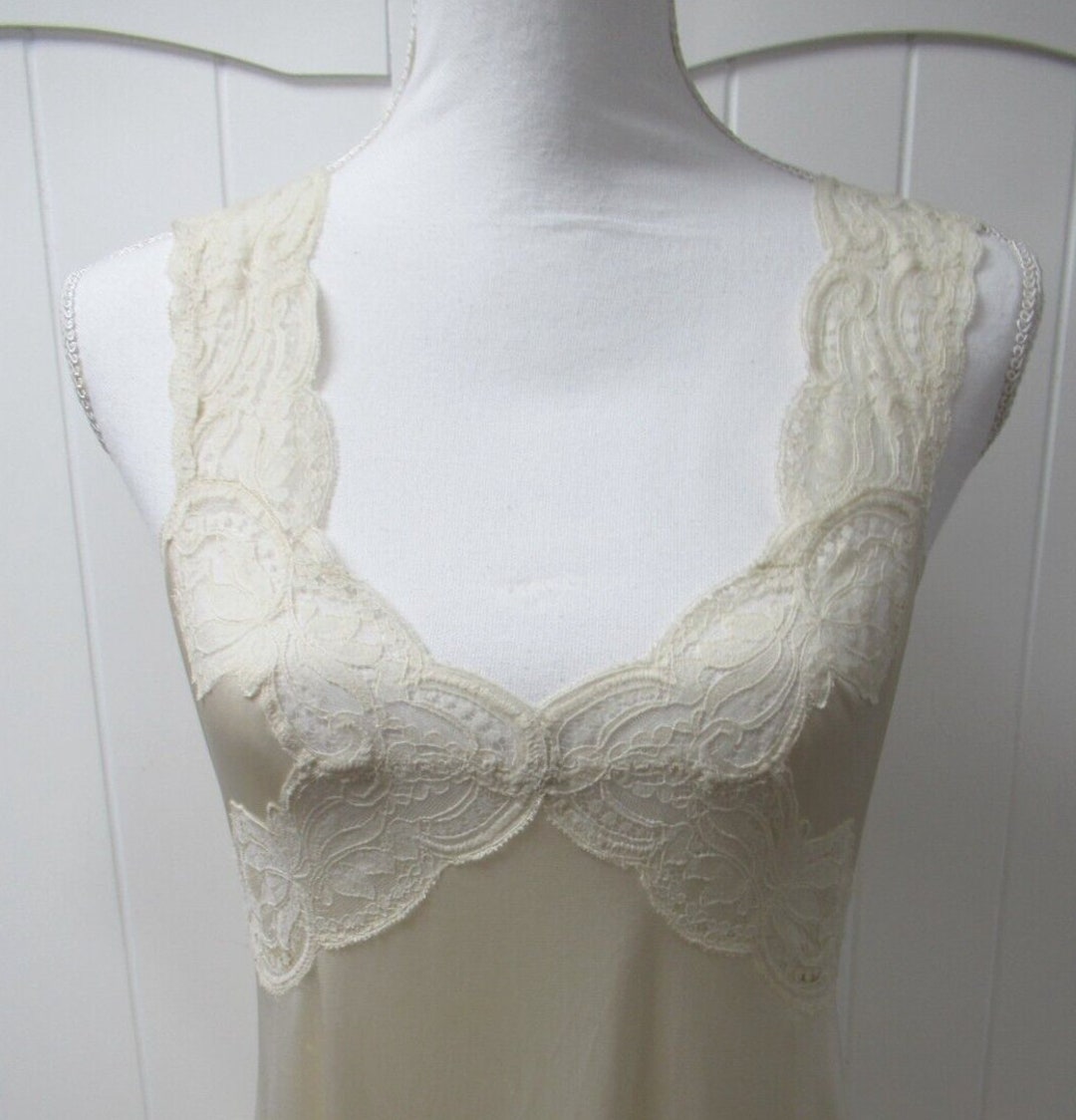Vintage Vanity Fair Light Yellow Night Gown Slip Lingerie Floor Length