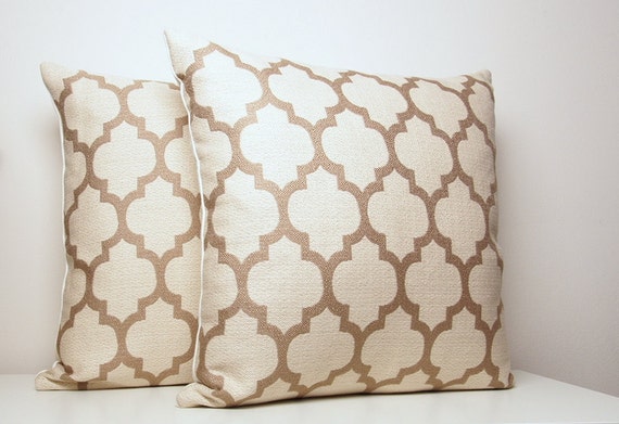 Cream Pillow Taupe Throw Pillows | Etsy Geometric Beige Decorative Pillows | Etsy