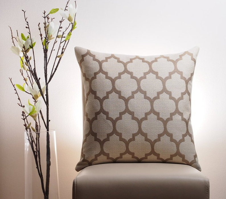 Moroccan Pillow Cover Taupe Pillow Modern Pillow Trellis Etsy