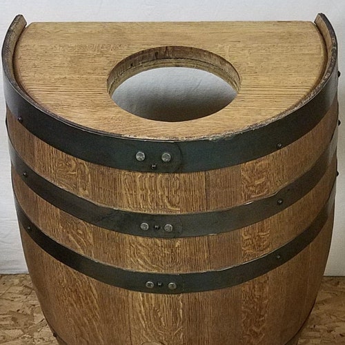 Half Whiskey Barrel Trash Can With Linerkitchengame Etsy