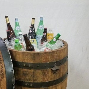 Whiskey Barrel Cooler with Plain Lid-FREE SHIPPING