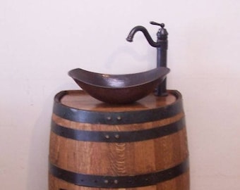 3/4 Whiskey Barrel Vessel Vanity Sink 19&quot; Depth For Extra Small Powder Room-Sink-Faucet-Stopper-FREE SHIPPING