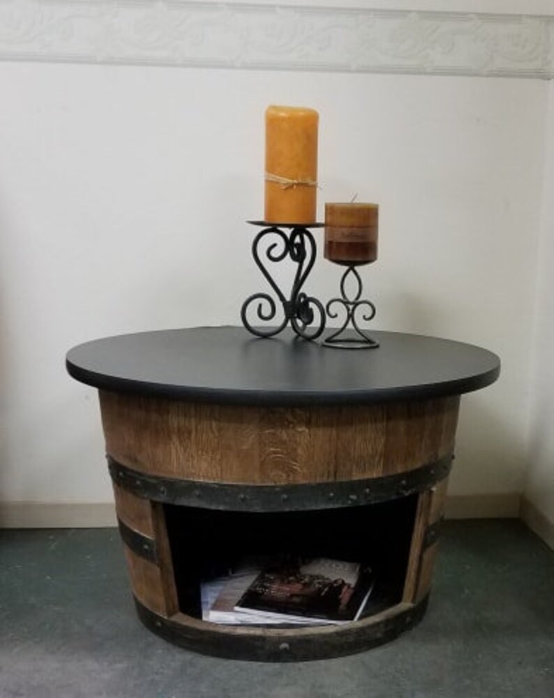 Half Whiskey Barrel Coffee TableEnd Table c/StorageFREE Etsy
