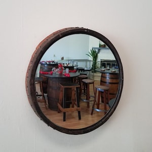 Whiskey Barrel Head Mirror-FREE SHIPPING