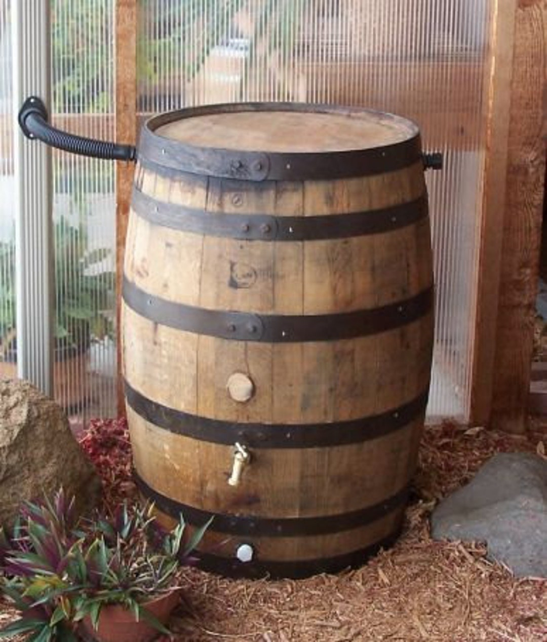 Whiskey Barrel Rain Barrel With Flexfit Water Diverterfree SHIPPING