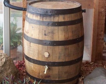 Whiskey Barrel Rain Barrel with Flex-Fit Water Diverter-FREE SHIPPING