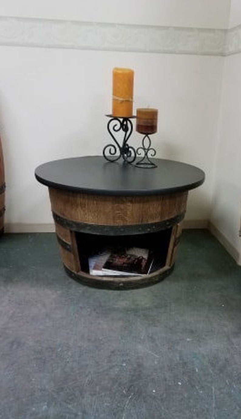 Half Whiskey Barrel Coffee TableEnd Table c/StorageFREE Etsy