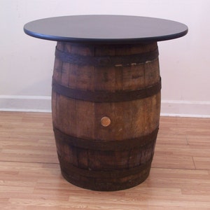 Whiskey Barrel Table with 36&quot; Black Laminate Table Top-FREE SHIPPING