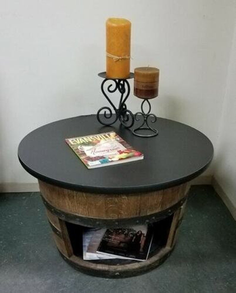 Half Whiskey Barrel Coffee TableEnd Table c/StorageFREE Etsy