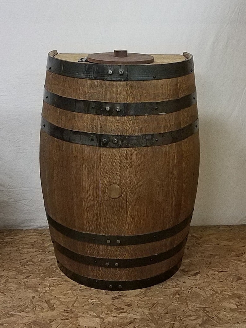 Half Whiskey Barrel Trash Can With Lid and Linerkitchengame Etsy