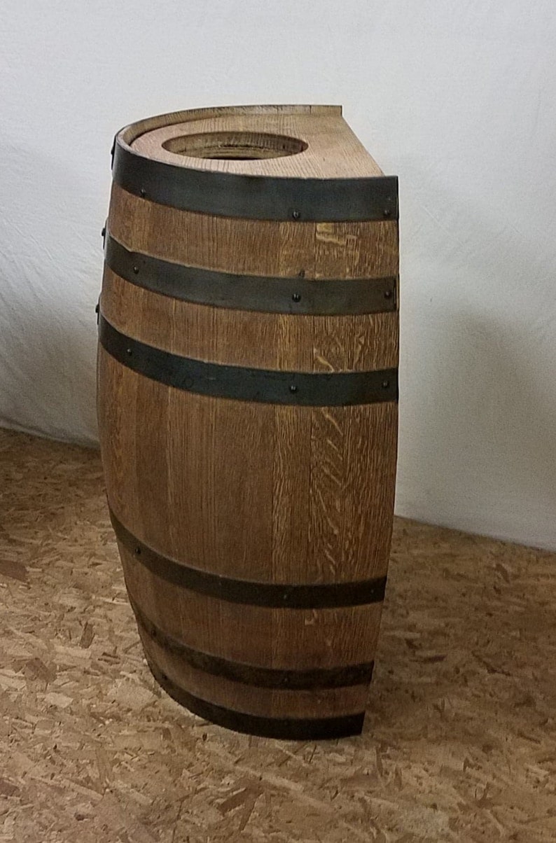 Half Whiskey Barrel Trash Can With Linerkitchengame Etsy