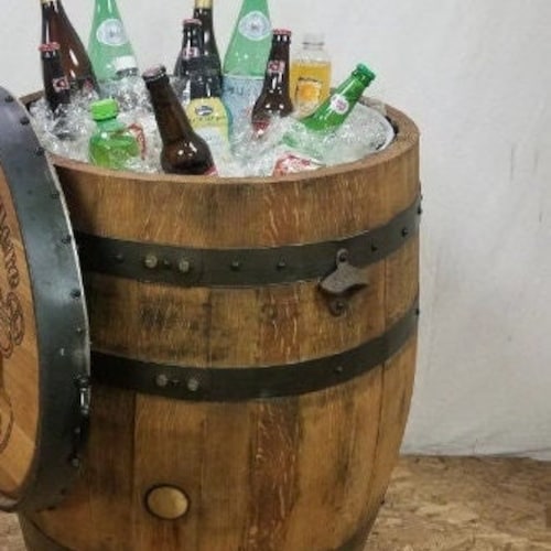 Whiskey Barrel Cooler With Personalized Lidyour Name or Etsy
