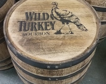 Wild Turkey Whiskey Barrel Custom Lettered on Top and Front-FREE SHIPPING