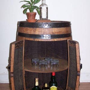 Whiskey Barrel Double Door Cabinet-Table-Storage c/Padlock-FREE SHIPPING