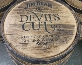 Jim Beam Devil&#39;s Cut Whiskey Barrel Lettered on Top and Front-FREE SHIPPING