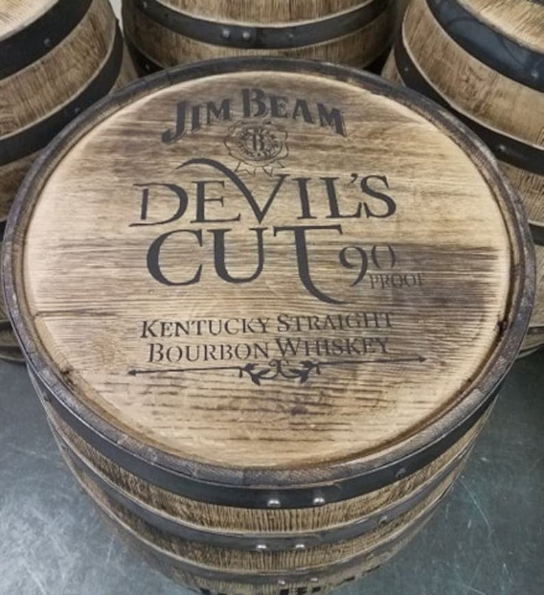 Jim Beam Devil's Cut Whiskey Barrel Lettered on Top and Etsy