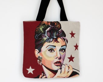 Audrey Hepburn - unique tote bag,Tapestry  bag