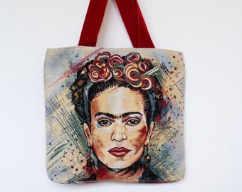 Frida -Luxury tapestry tote bag, unique tote bag