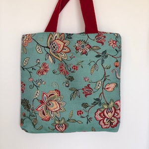 Türkisfarbene Gobelin luxus Tasche mit Blumen Muster, einzigartige Tasche