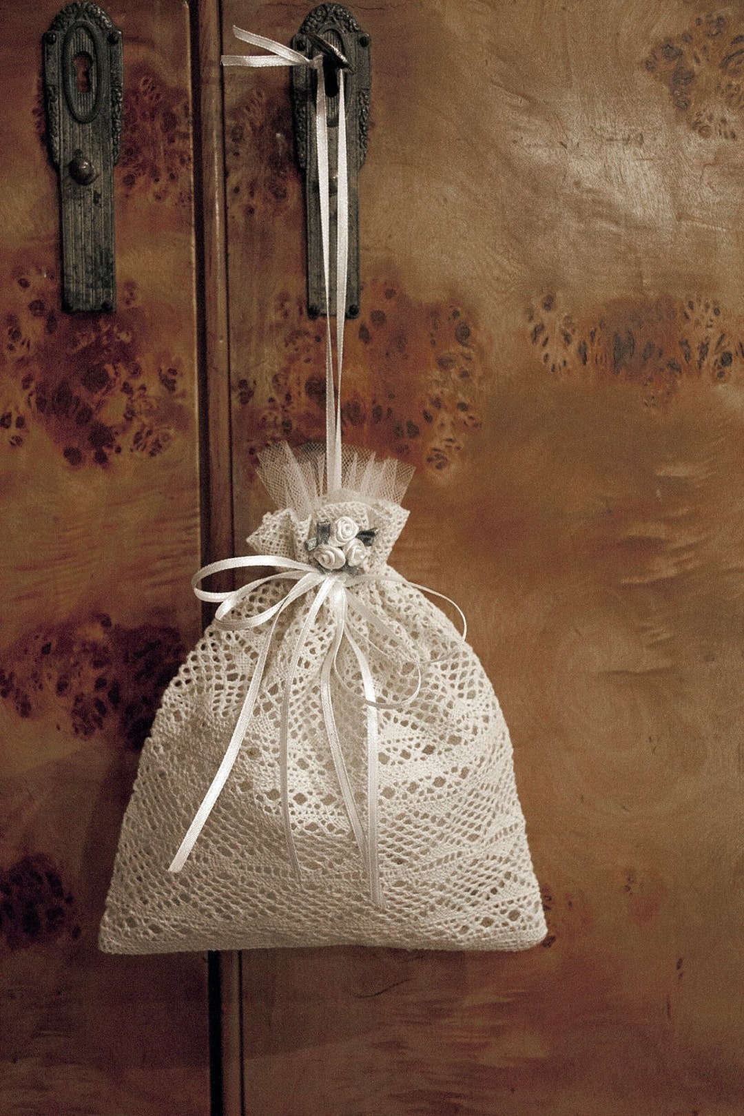 Wedding Favor Bag, Lace Gift Bag With Flower Ornaments, Baby Shower