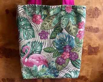 Tapestry gift bag, tote bag with flamingo  pattern