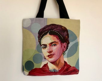 Frida -Luxury tapestry tote bag, unique tote bag