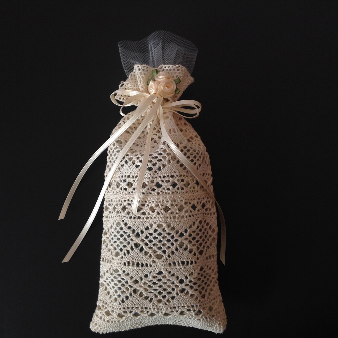 Wedding Favor Bag, Lace Gift Bag With Flower Ornaments, Baby Shower