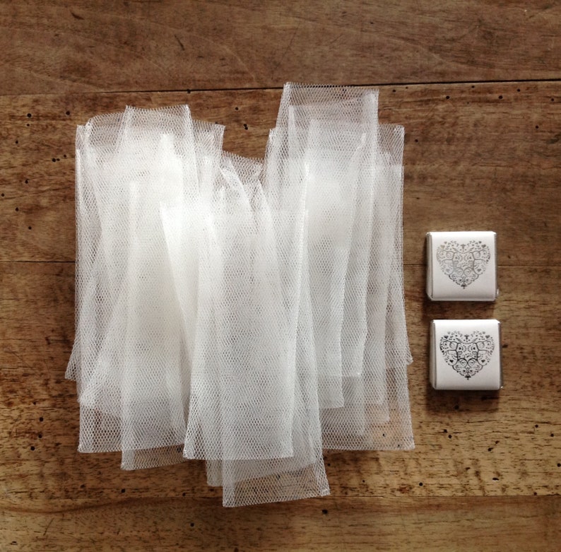 A Set of 25 Small Tulle Bags With Tulle Ribbon, Small Wedding Favor