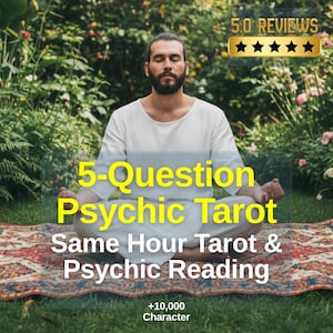 5-Question Psychic Tarot Reading • Same-Hour Insight into Love, Career & Life