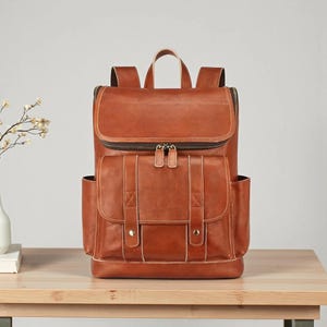 Handmade Leather Laptop Backpack | Vintage Brown Rucksack, Personalized