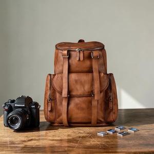 Handmade Leather Camera Backpack | Vintage DSLR Bag, Photographer Gift|  | Camera Bag Gift | Made to Order as per Your Preference
