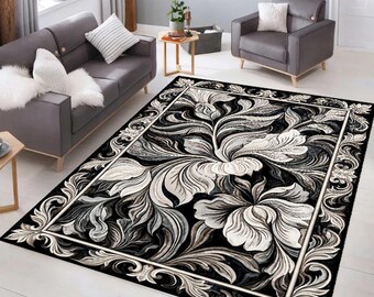 Alfombra elegante con estampado floral, alfombra colorida, alfombra digital, alfombra de lujo para sala de estar, alfombra clásica con estampado floral, alfombra con estampado floral