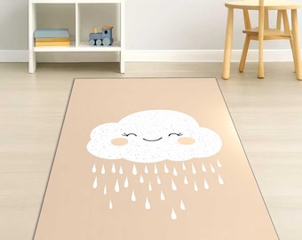 Kinderzimmer Wolke Teppich, Niedliche Regen Wolke Kinderzimmer Teppich, Minimal Baby Zimmer Dekor, Spielzimmer Teppich, Waschbar, Rutschfest