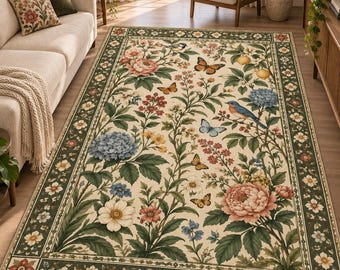 Alfombra con estampado floral, alfombra con estampado de insectos, alfombra para sala de estar, alfombra con estampado animal, alfombra con estampado de limones, decoración elegante para el hogar inspirada en la naturaleza.
