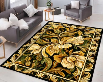 Alfombra elegante con estampado floral, alfombra colorida, alfombra digital, alfombra de lujo para sala de estar, alfombra clásica con estampado floral, alfombra con estampado floral