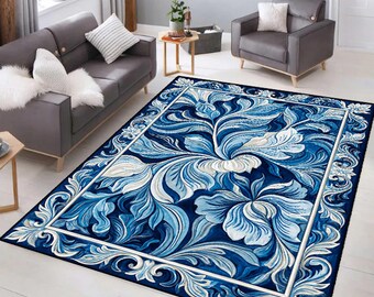 Alfombra elegante con estampado floral, alfombra colorida, alfombra digital, alfombra de lujo para sala de estar, alfombra clásica con estampado floral, alfombra con estampado floral