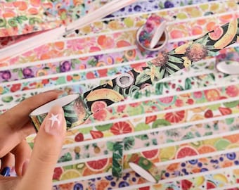 48 Rolls Washi Tape Set – Tropical Fruit Aesthetic | Bulk Journaling Supplies | Scrapbook Tape | Bullet Journal Decor | Colorful Tape