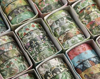Tropical Vintage Washi Tape Set | Jungle Botanical Nature Journal Decor